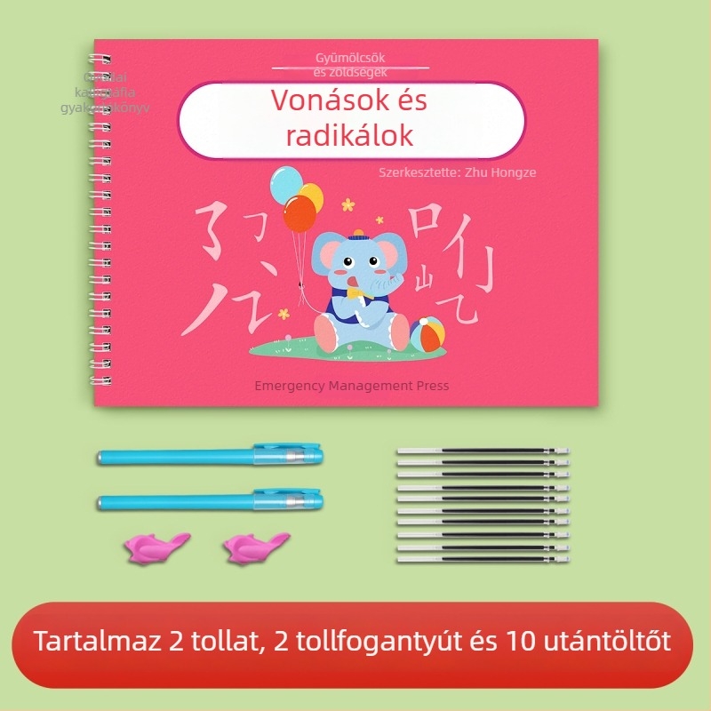 Óvodásoknak szóló írásgyakorló füzet barázdált tollvezetés-edzéssel és betűk másolására