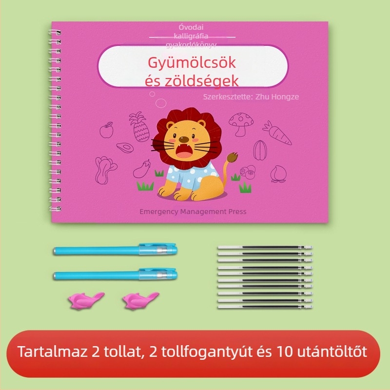 Óvodásoknak szóló írásgyakorló füzet barázdált tollvezetés-edzéssel és betűk másolására