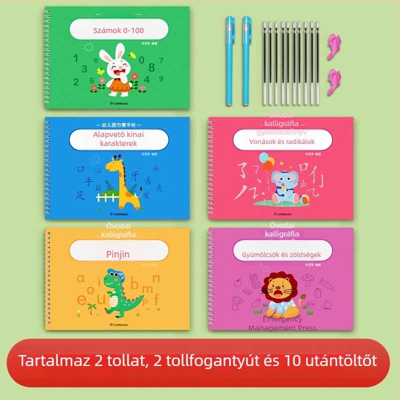 Óvodásoknak szóló írásgyakorló füzet barázdált tollvezetés-edzéssel és betűk másolására