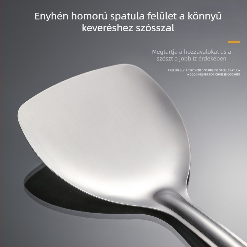 201-es rozsdamentes acél spatula, fa nyéllel, vastagodott kivitel, égésvédelmes