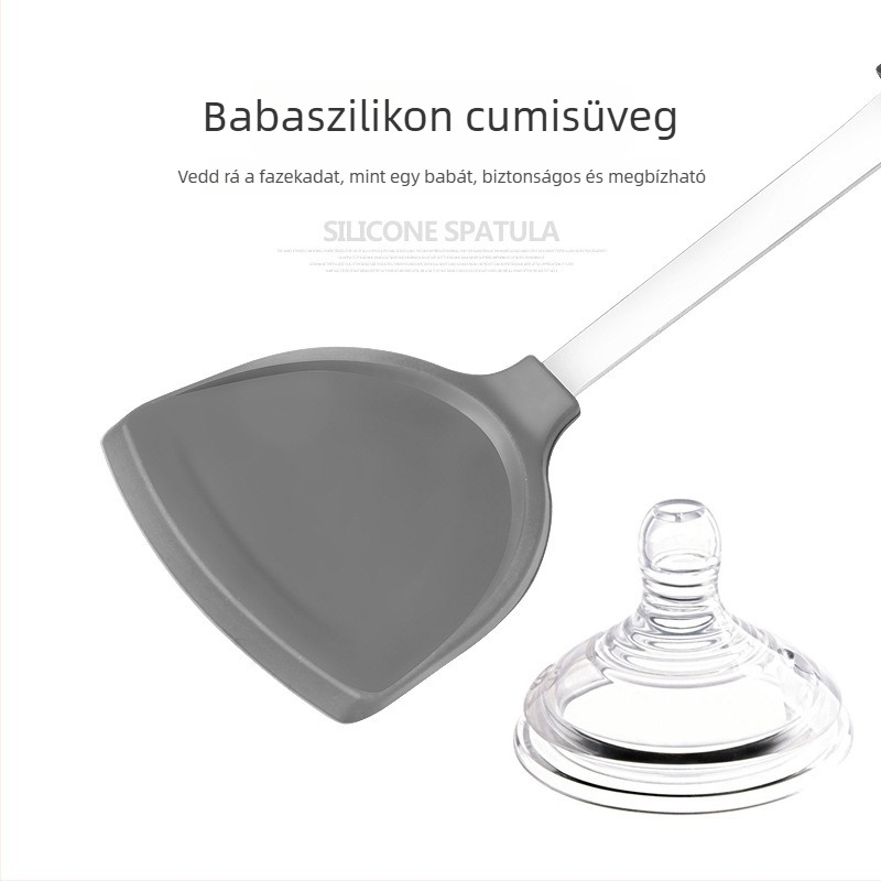 Rozsdamentes acélból készült szilikon spatula – konyhai eszköz, tapadásmentes, univerzális