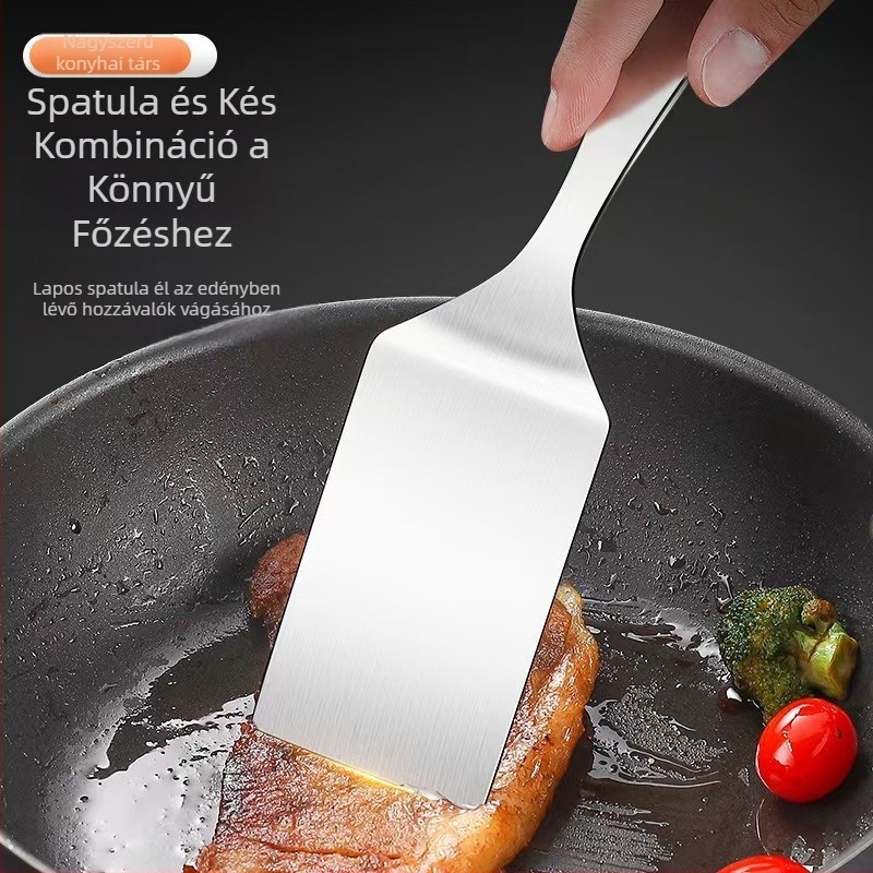 Rozsdamentes acélból készült kis lapos spatula teppanyakihoz, steakhez, tortához és palacsintákhoz
