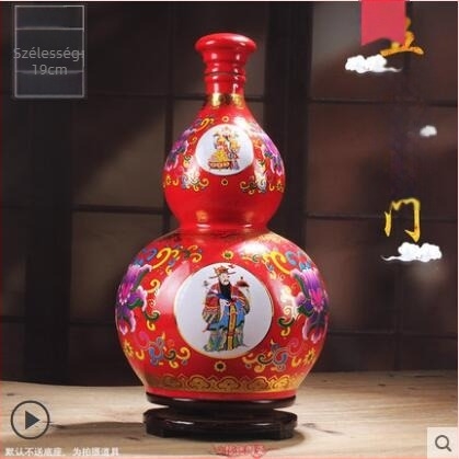 Kék-fehér porcelán tök alakú borosüveg zodiákus motívumokkal, retro stílusú dekoratív záró kiegészítő