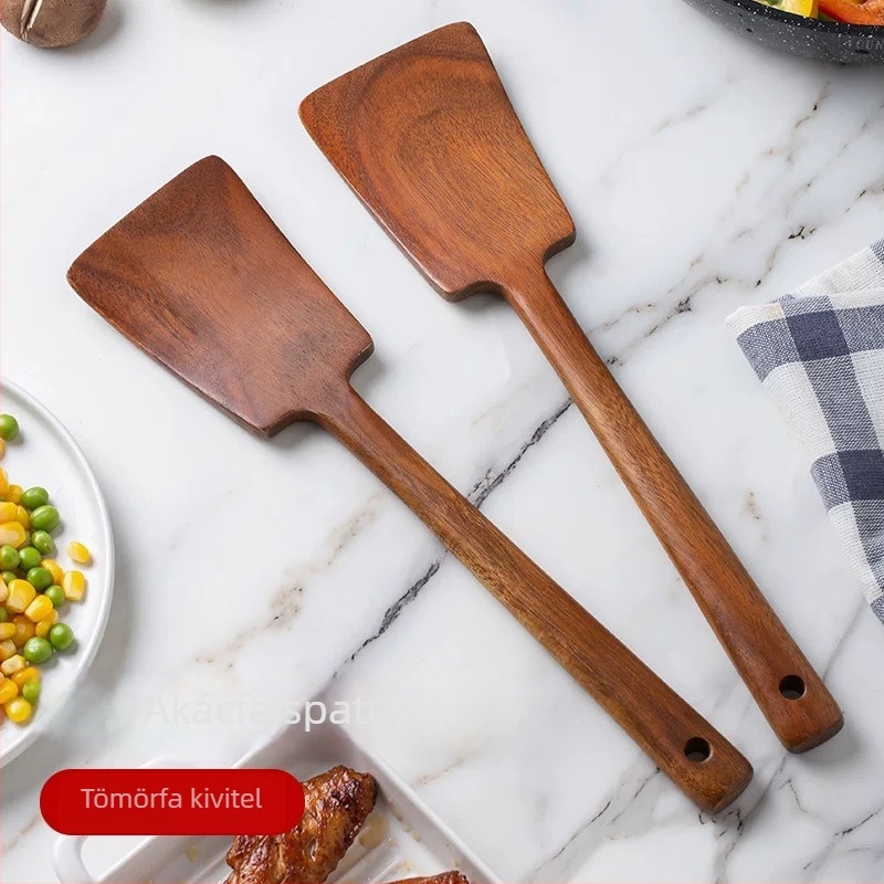 Akácfa konyhai spatula készlet, fa spatulák sütéshez, tapadásmentes felület