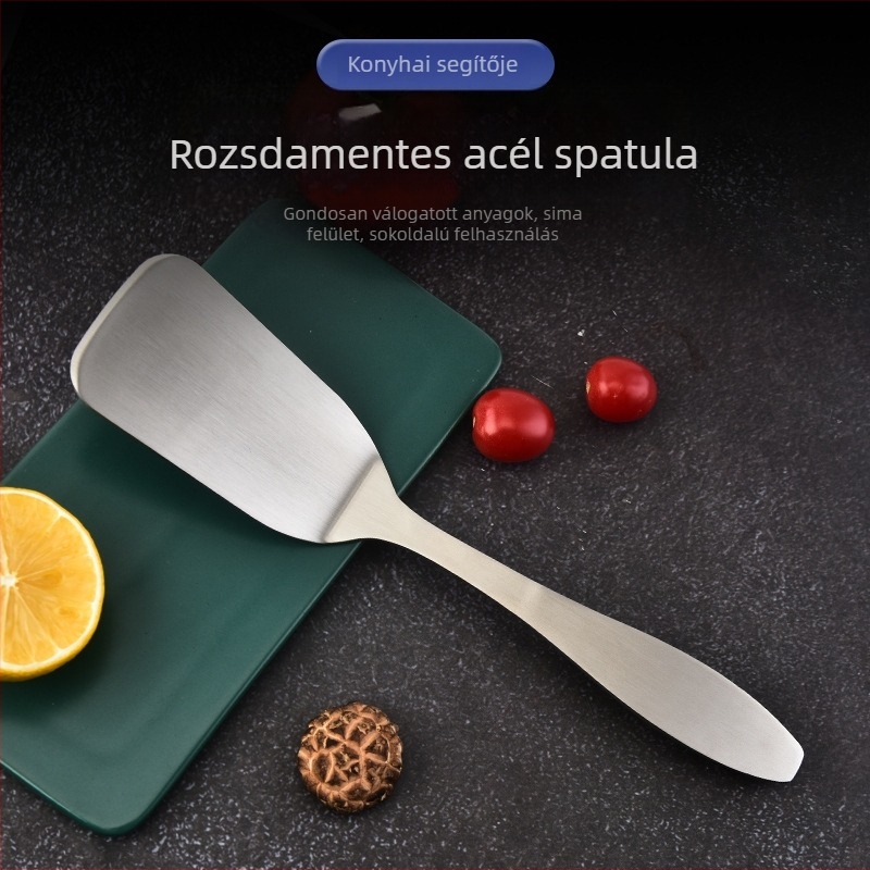 304 rozsdamentes acél konyhai spatula, matt felület, teljes acél test, integrált pizza spatula, égésálló, kompakt spatula, steak spatula