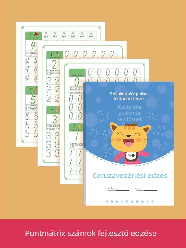 Első osztályosok tollfogásának gyakorlófüzete: pontmátrixos vonalhúzás és helyes írási testtartás