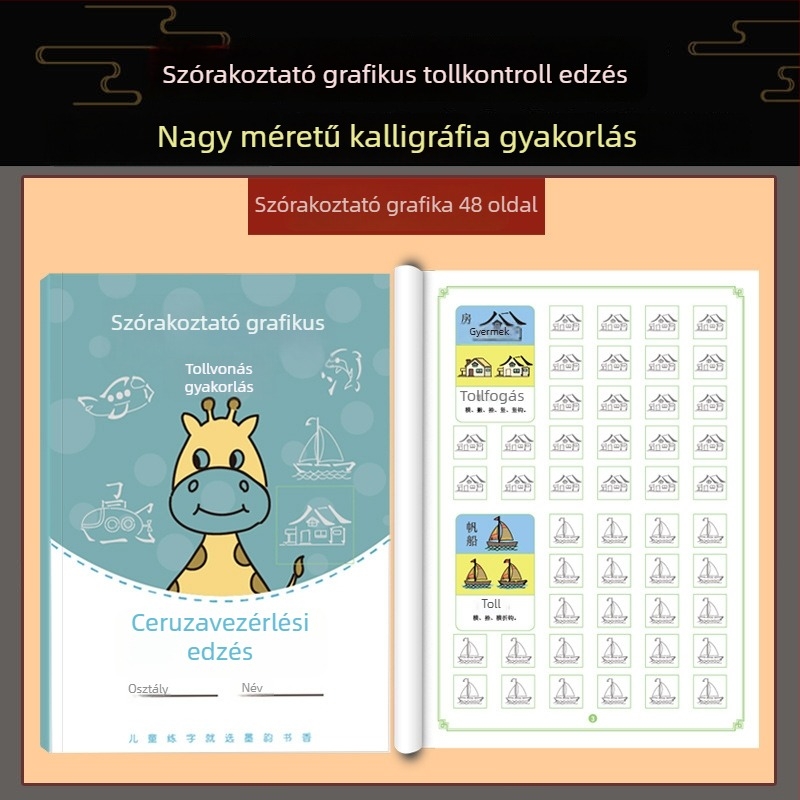 Első osztályosok tollfogásának gyakorlófüzete: pontmátrixos vonalhúzás és helyes írási testtartás