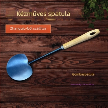 Gombás spatula vasból, fa nyéllel, konyhai eszköz