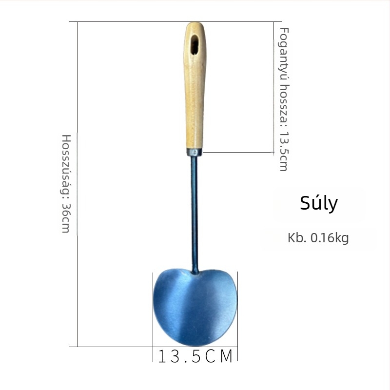 Gombás spatula vasból, fa nyéllel, konyhai eszköz