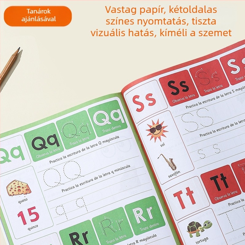 A4-es méretű spanyol ábécé írásgyakorlat füzet — tollkormányzási gyakorlat gyerekeknek