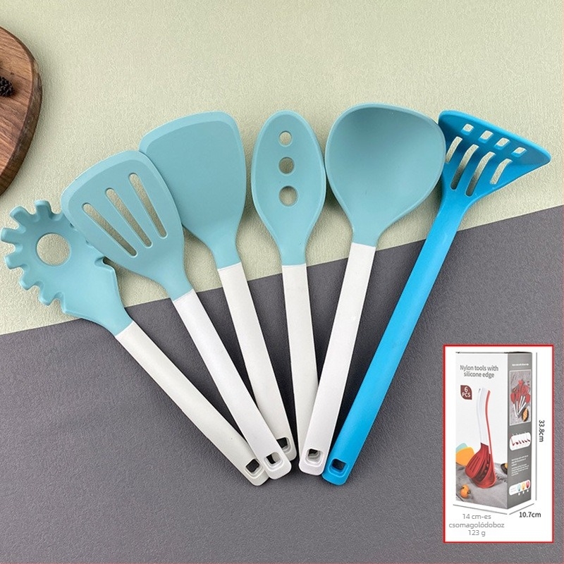 6 darabos szilikon spatula szett függőleges tárolóval, tapadásmentes, hőálló konyhai eszközök