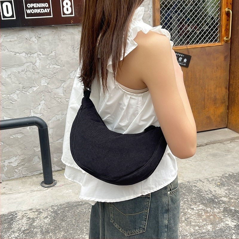 Uniszex corduroy crossbody táska, kis nylon váll-táska, téli 2023