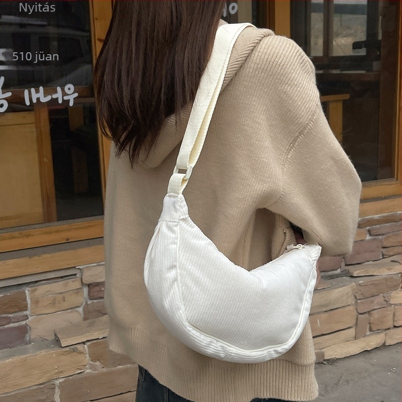 Uniszex corduroy crossbody táska, kis nylon váll-táska, téli 2023