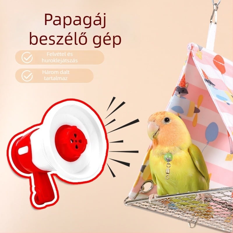 Papagáj beszélő gép — Madarak számára interaktív tanulóeszköz a kognitív fejlődéshez