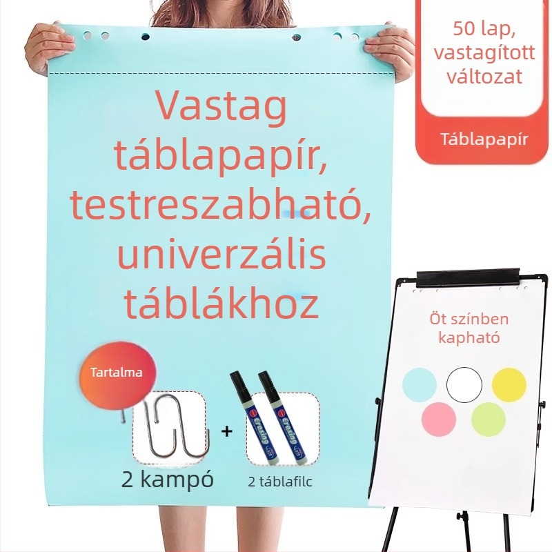 88×59 cm fehér tábla papír, 50 db lap, nagy méretű lapok megbeszélésekhez és íráshoz