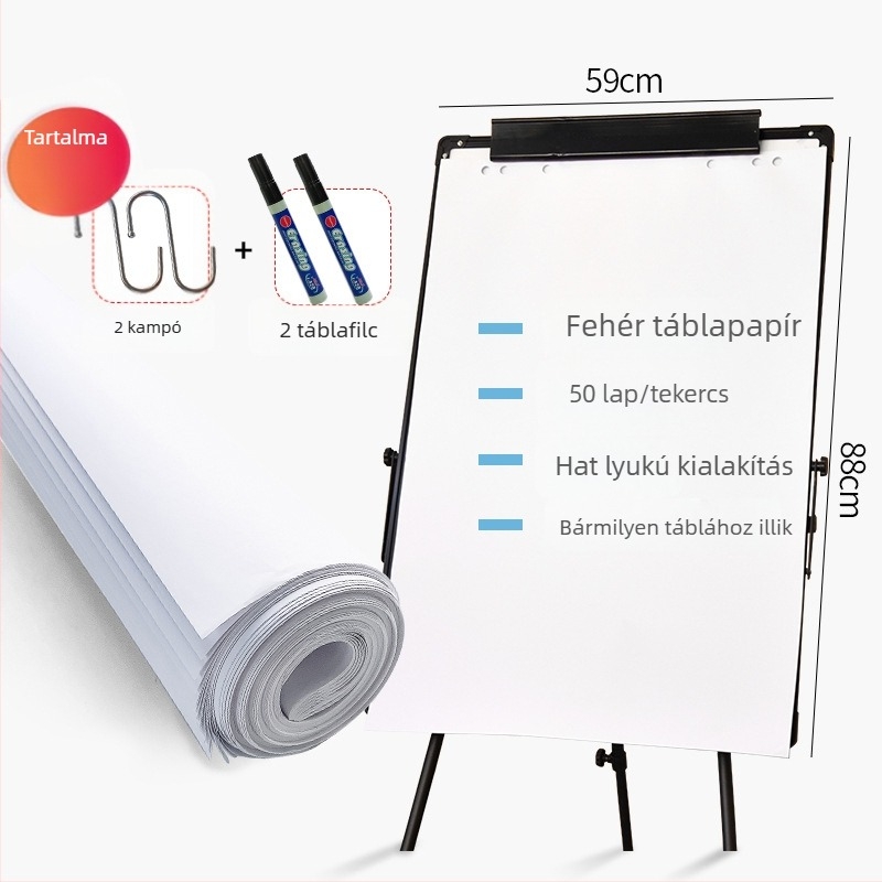 88×59 cm fehér tábla papír, 50 db lap, nagy méretű lapok megbeszélésekhez és íráshoz