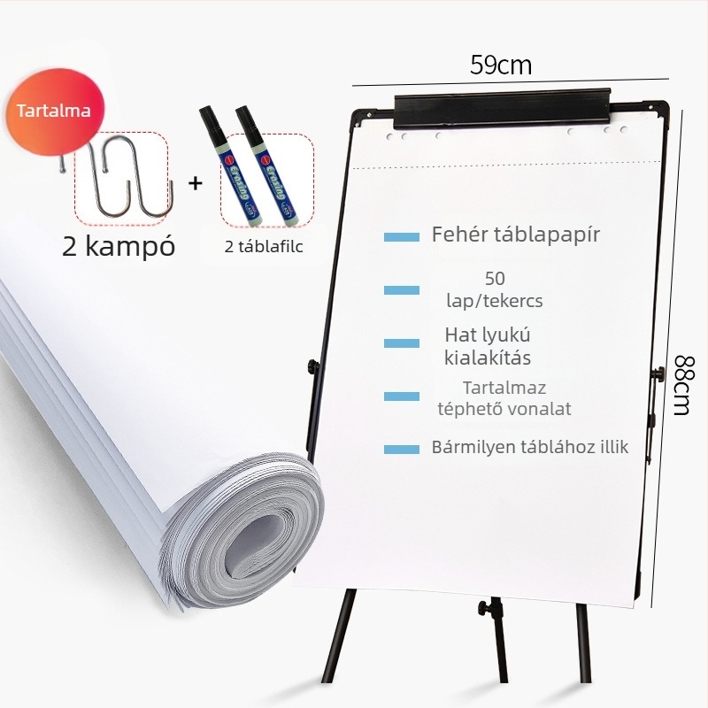 88×59 cm fehér tábla papír, 50 db lap, nagy méretű lapok megbeszélésekhez és íráshoz