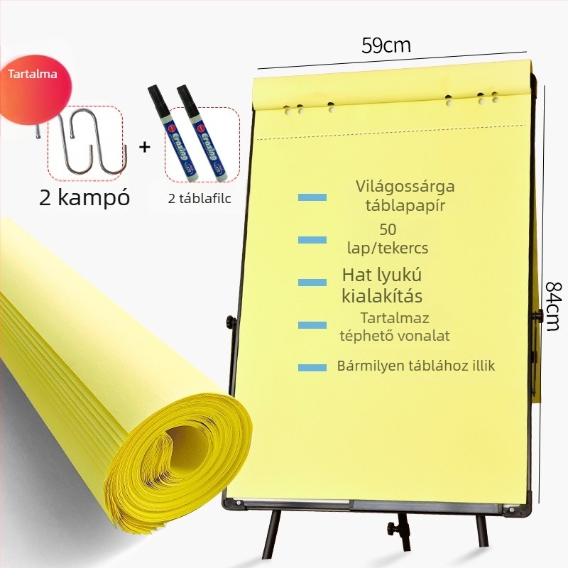 88×59 cm fehér tábla papír, 50 db lap, nagy méretű lapok megbeszélésekhez és íráshoz