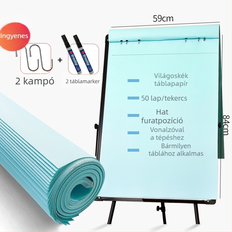 88×59 cm fehér tábla papír, 50 db lap, nagy méretű lapok megbeszélésekhez és íráshoz