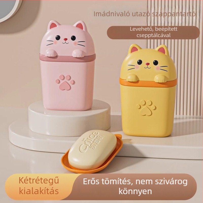 Utazáshoz készült szappantartó doboz, kompakt, zárható fedéllel, aranyos gyerekeknek