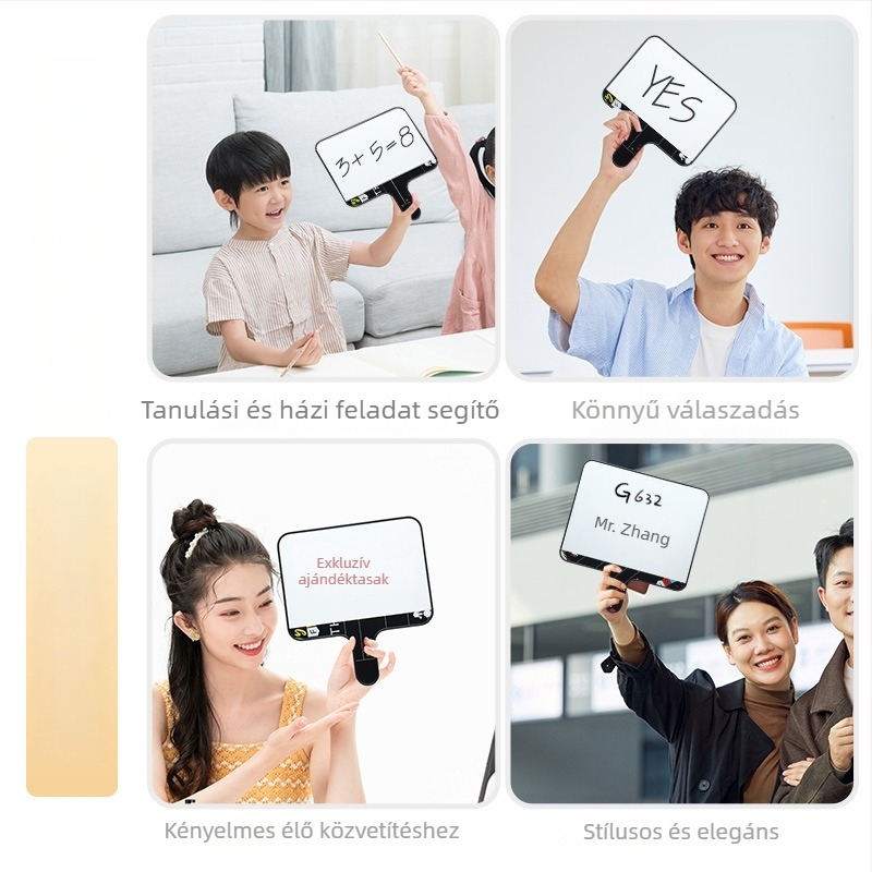 Mágneses, törölhető kézi fehér tábla élő közvetítésekhez – kétoldalas, mini írásos és jelölő tábla pontozóval