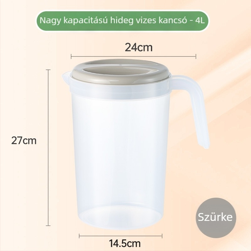 Nagy kapacitású élelmiszer-minőségű műanyag hidegvíz-kanna mérőskálával, háztartási használatra, virágteához