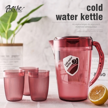 Minimalista műanyag hidegvíz-kanna, 2200 ml, otthoni használatra – tea, gyümölcslé és gyümölcstea, kalapált textúrával