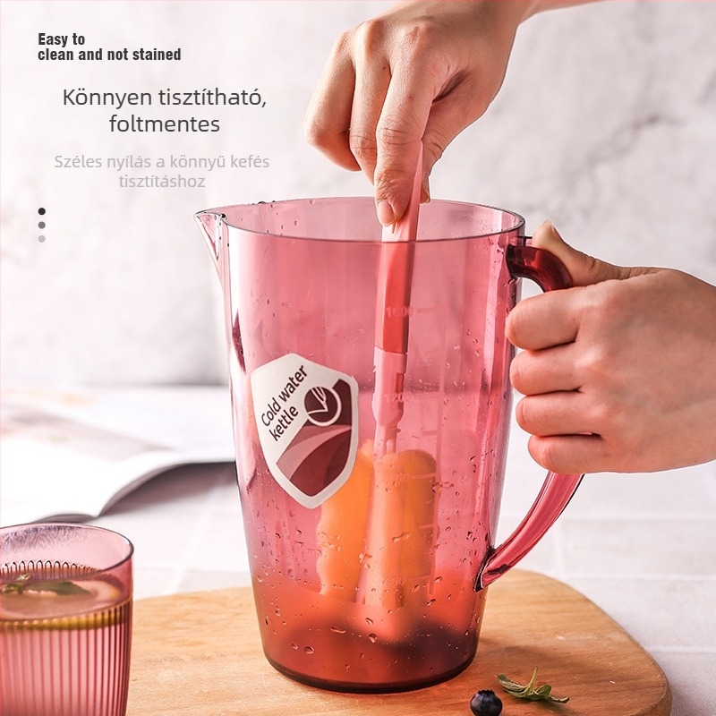Minimalista műanyag hidegvíz-kanna, 2200 ml, otthoni használatra – tea, gyümölcslé és gyümölcstea, kalapált textúrával