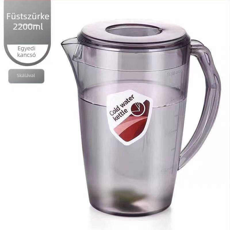 Minimalista műanyag hidegvíz-kanna, 2200 ml, otthoni használatra – tea, gyümölcslé és gyümölcstea, kalapált textúrával