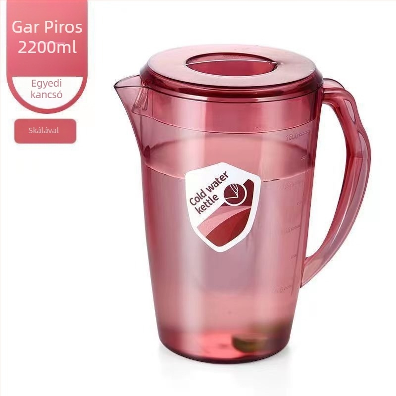 Minimalista műanyag hidegvíz-kanna, 2200 ml, otthoni használatra – tea, gyümölcslé és gyümölcstea, kalapált textúrával