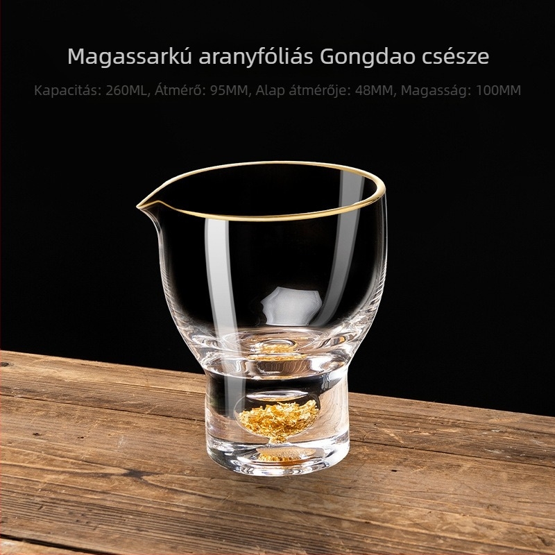 Japán stílusú aranyfóliás csésze hőálló üvegből készült teafilter készlettel – luxus Kung Fu teáskészlet