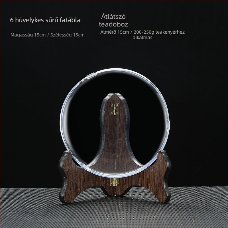 Pu'er teakeksz állvány, tealevél polc, tömörfa bemutató állvány, teakeksz doboz, porvédett otthoni kiállítás, teakeksz tároló doboz