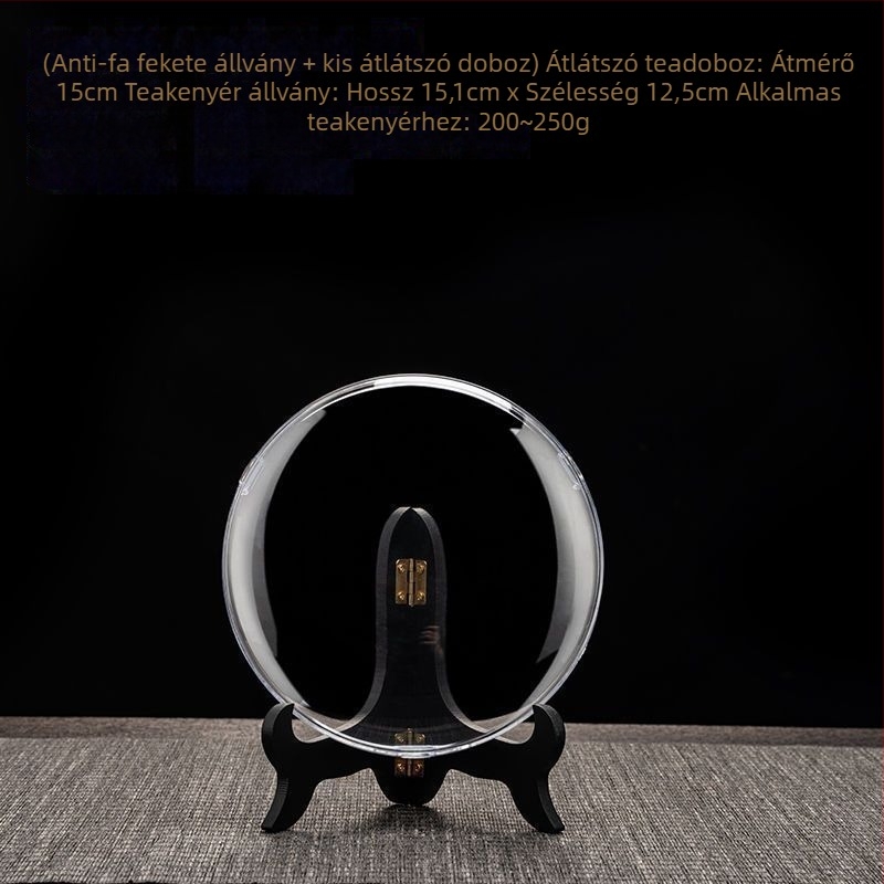 Pu'er teakeksz állvány, tealevél polc, tömörfa bemutató állvány, teakeksz doboz, porvédett otthoni kiállítás, teakeksz tároló doboz