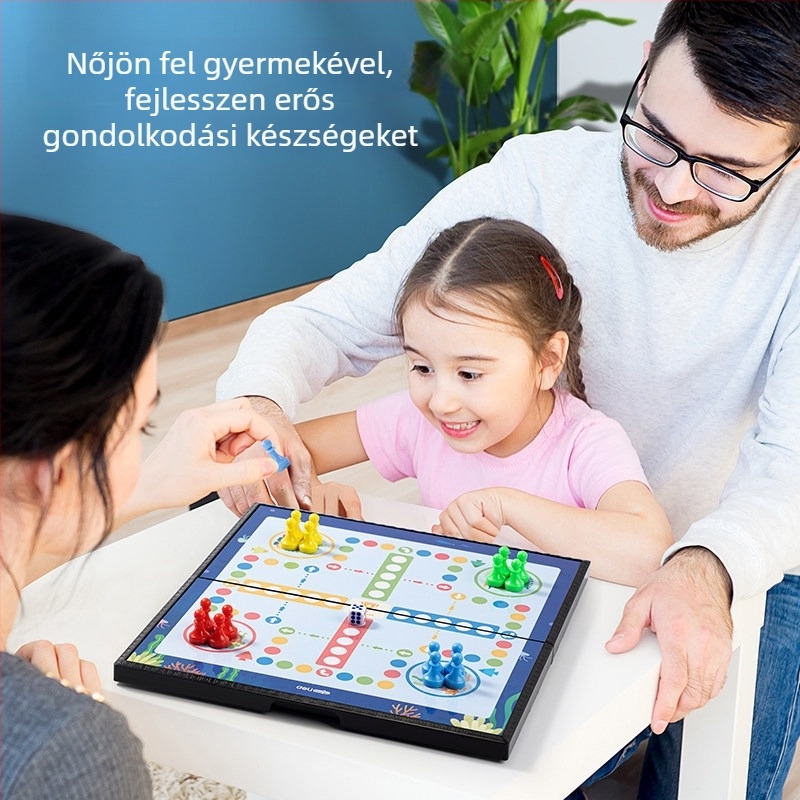 Hordozható mágneses összecsukható játéktábla gyerekeknek, repülő sakk, dáma, Go és állatos sakk