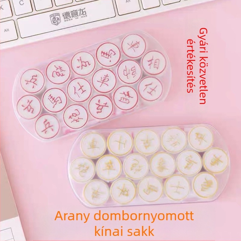 Aranyozott kínai sakk készlet - műanyag, otthoni használatra, két játékos családi társasjáték felnőtteknek és diákoknak