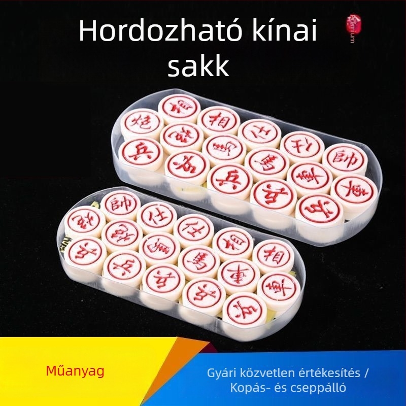Aranyozott kínai sakk készlet - műanyag, otthoni használatra, két játékos családi társasjáték felnőtteknek és diákoknak