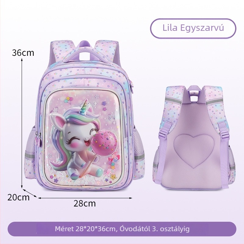 Sellő témájú iskolatáska általános iskolásoknak, könnyű, gerincvédő, 3D átlátszó héj, nagy kapacitású, rajzfilmszerű dizájn