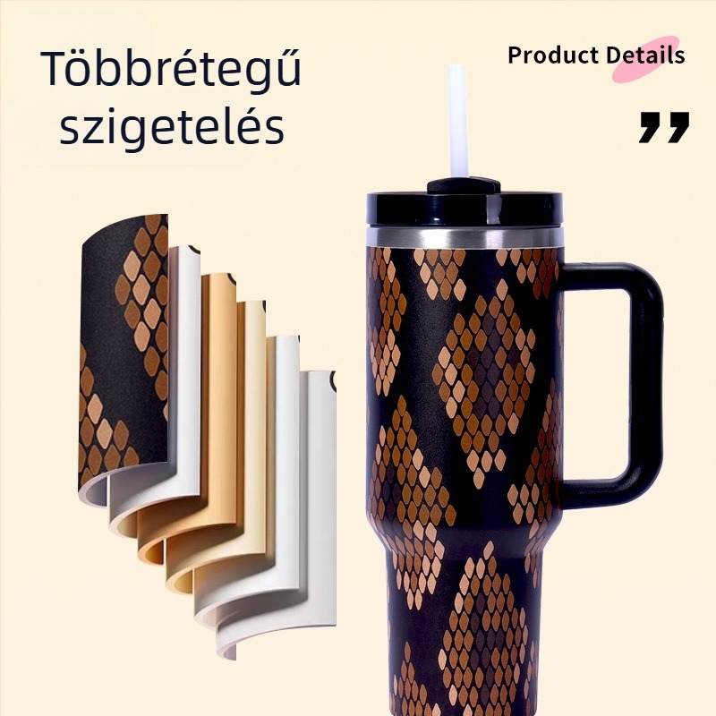 304 rozsdamentes acél szigetelt pohár, 40oz, nagy kapacitású, autós pohár szívószállal