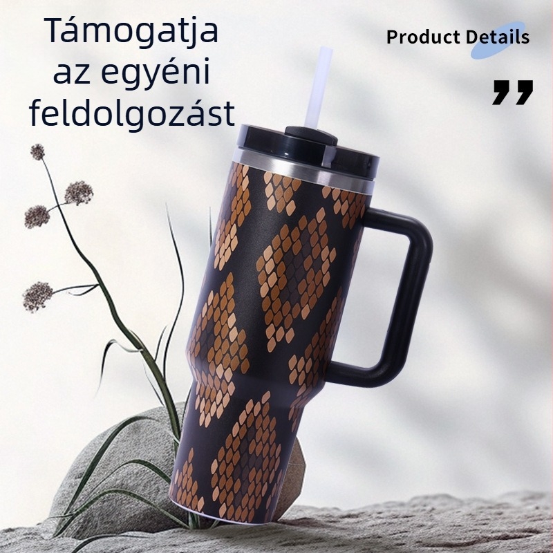 304 rozsdamentes acél szigetelt pohár, 40oz, nagy kapacitású, autós pohár szívószállal