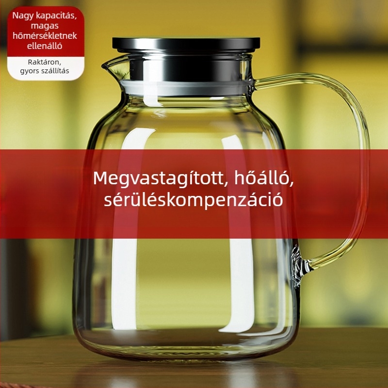 Hőálló üveg víz- és teáskanna, nagy kapacitással, gleccser mintázatú, otthoni használatra
