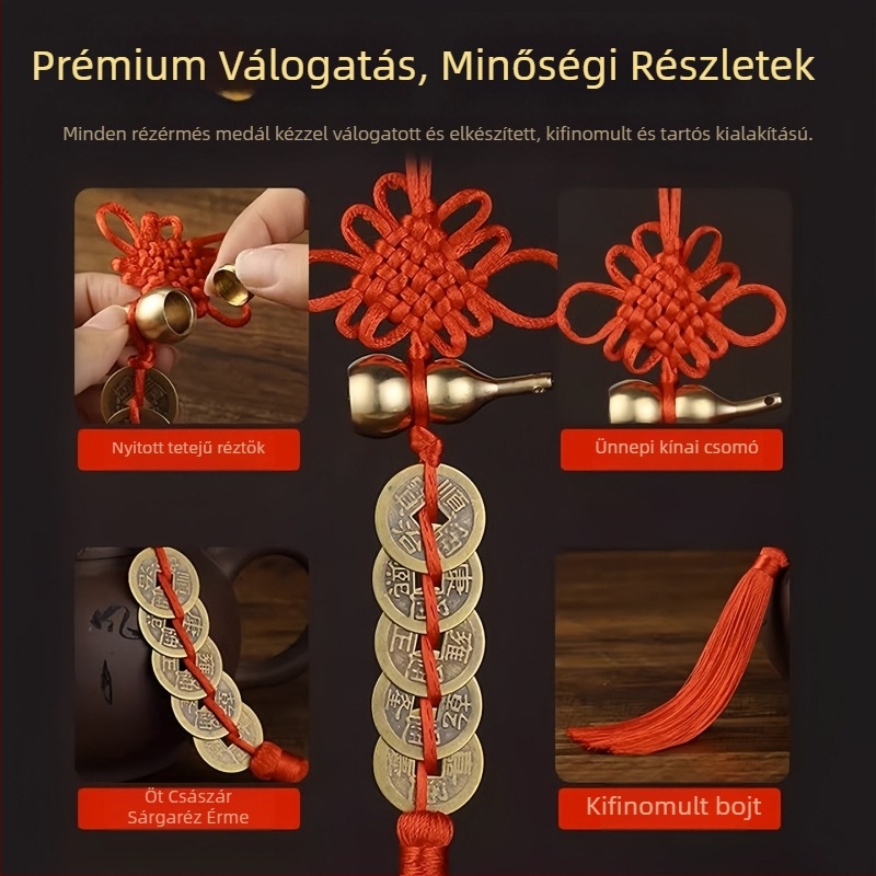 Réz tök alakú ajtódísz öt császár érméivel