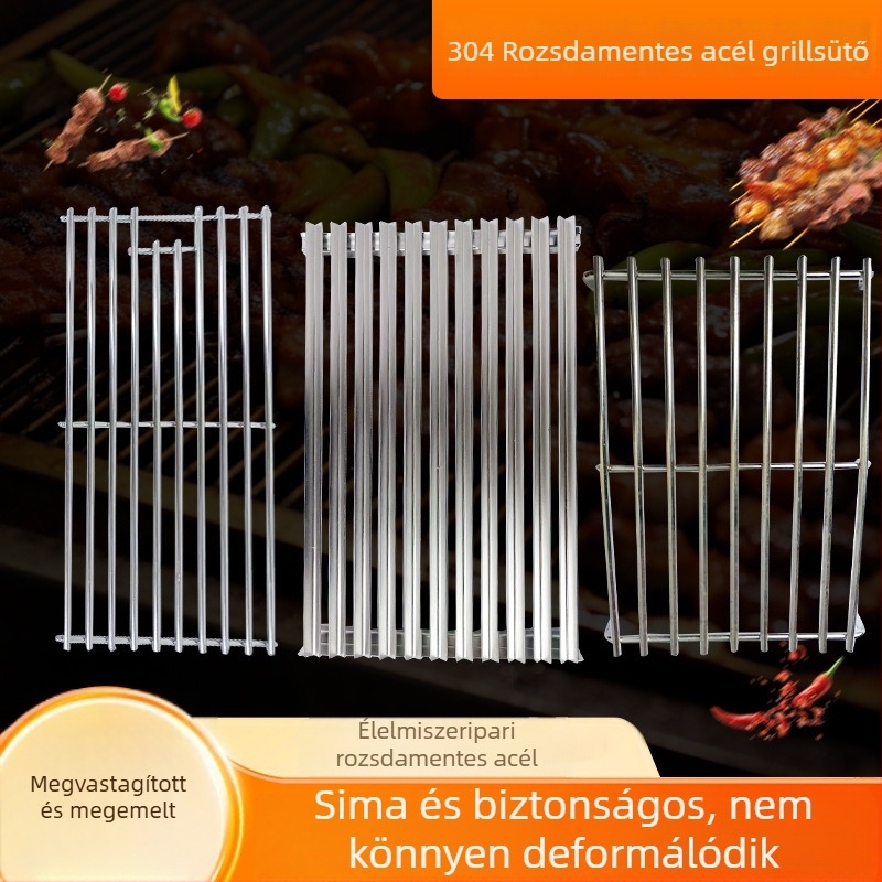 304 rozsdamentes acél BBQ háló négyszögletes lyukakkal, kültéri grillezéshez, zsír-szűrő és sütőháló, testreszabható