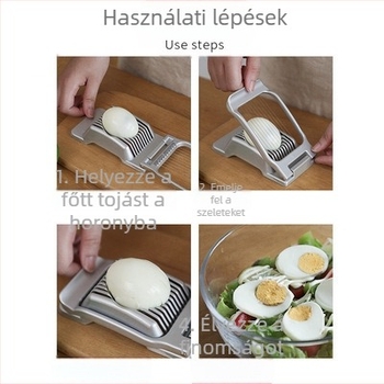 Rozsdamentes acél tojásvágó és szeletelő, konyhai eszköz tojások szeleteléséhez