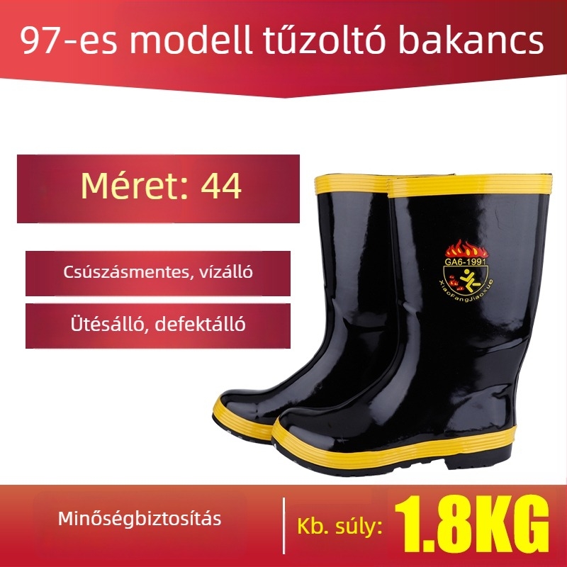 Nubuk bőrű tűzoltó csizma, védőcipő csúszásmentes talppal