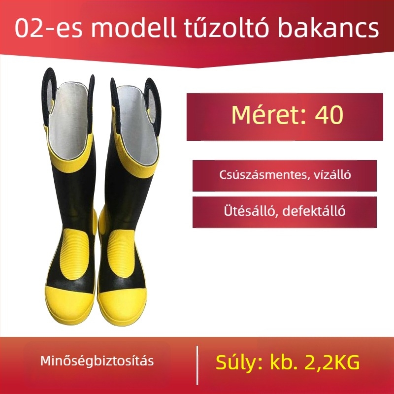 Nubuk bőrű tűzoltó csizma, védőcipő csúszásmentes talppal