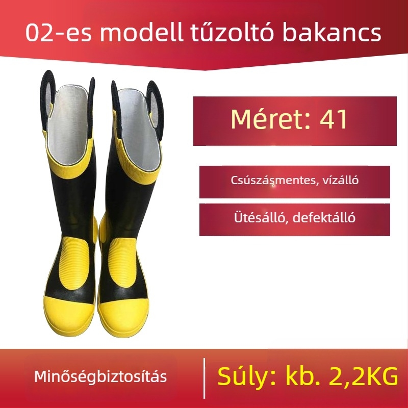 Nubuk bőrű tűzoltó csizma, védőcipő csúszásmentes talppal