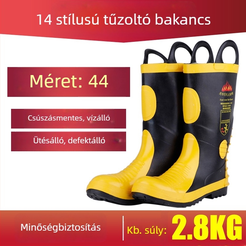 Nubuk bőrű tűzoltó csizma, védőcipő csúszásmentes talppal