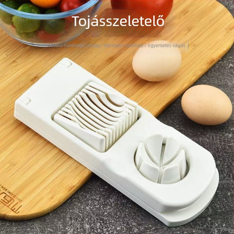 ABS tojásvágó háztartási használatra, kétfunkciós dekoratív tojás szeletelő és tojás szeparáló eszköz, konyhai kellék