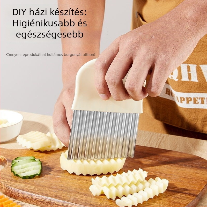 Rozsdamentes acél burgonyavágó kés hullámszerű élezéssel, otthoni használatra, többfunkciós vágóeszköz