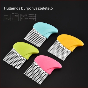 Rozsdamentes acél krumpliszeletelő hullám mintázatú vágóval – multifunkcionális konyhai eszköz